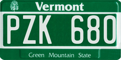 VT license plate PZK680
