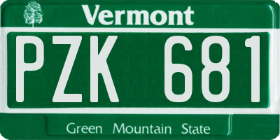 VT license plate PZK681