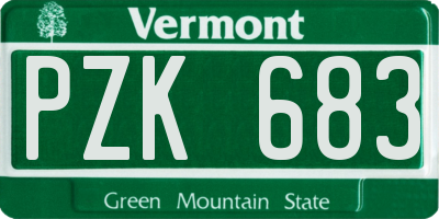 VT license plate PZK683