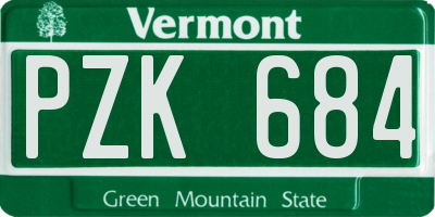 VT license plate PZK684