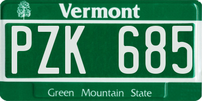 VT license plate PZK685