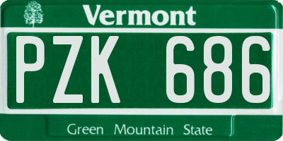 VT license plate PZK686