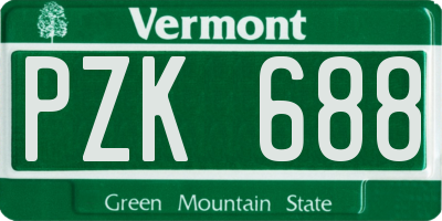 VT license plate PZK688