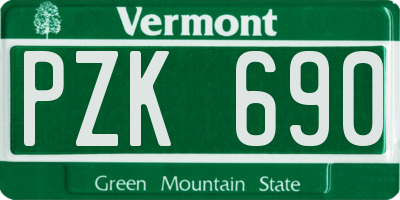 VT license plate PZK690