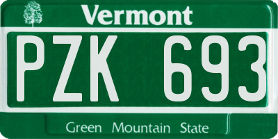VT license plate PZK693