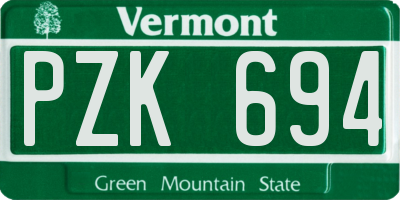 VT license plate PZK694