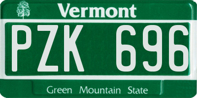VT license plate PZK696