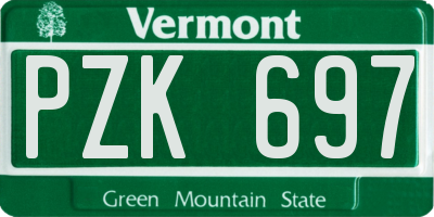 VT license plate PZK697