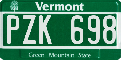 VT license plate PZK698