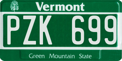 VT license plate PZK699