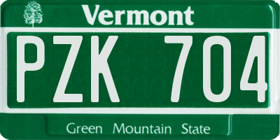 VT license plate PZK704
