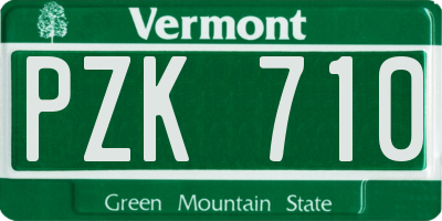 VT license plate PZK710