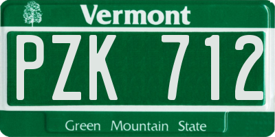 VT license plate PZK712