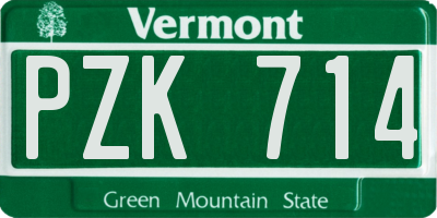VT license plate PZK714