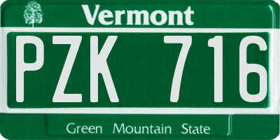 VT license plate PZK716