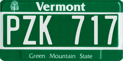 VT license plate PZK717
