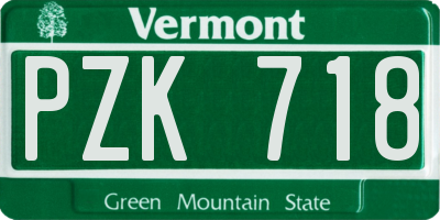 VT license plate PZK718