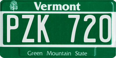 VT license plate PZK720