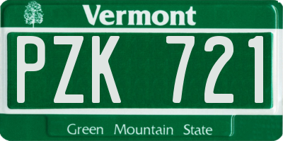 VT license plate PZK721