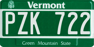 VT license plate PZK722