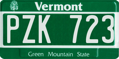 VT license plate PZK723