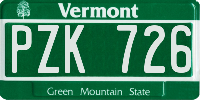 VT license plate PZK726