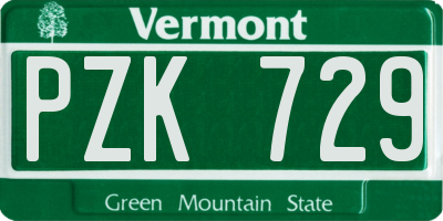 VT license plate PZK729