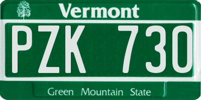 VT license plate PZK730