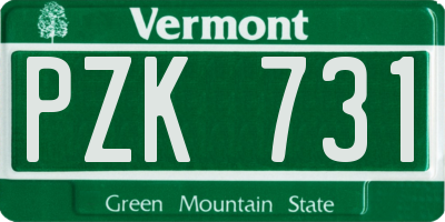 VT license plate PZK731