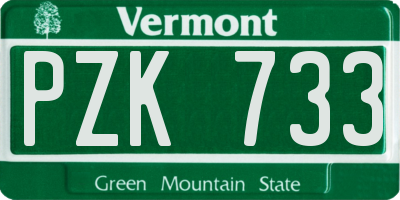 VT license plate PZK733