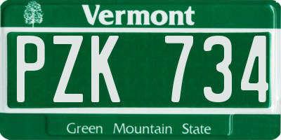VT license plate PZK734