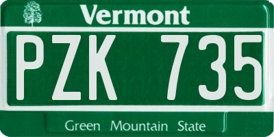 VT license plate PZK735