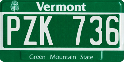 VT license plate PZK736