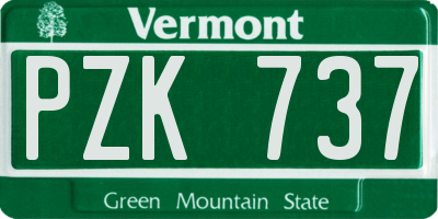 VT license plate PZK737
