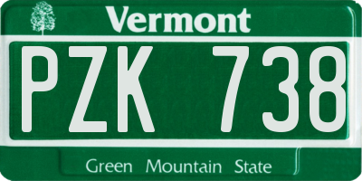 VT license plate PZK738
