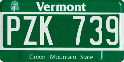 VT license plate PZK739