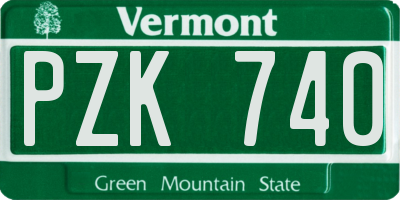 VT license plate PZK740