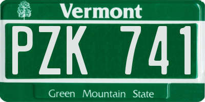 VT license plate PZK741