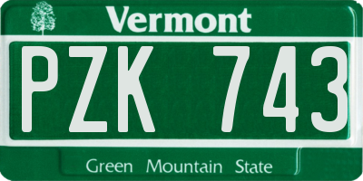 VT license plate PZK743
