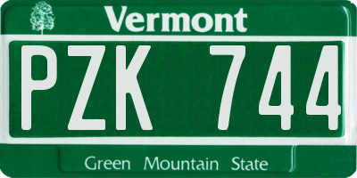 VT license plate PZK744