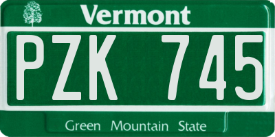 VT license plate PZK745