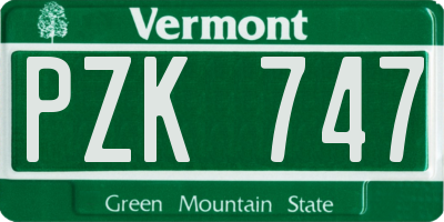 VT license plate PZK747