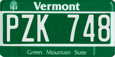 VT license plate PZK748