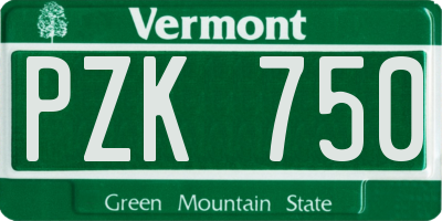 VT license plate PZK750