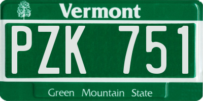 VT license plate PZK751