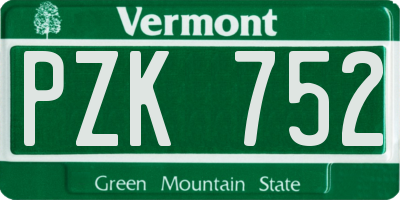VT license plate PZK752