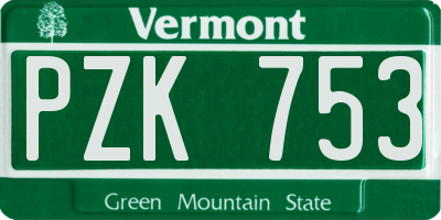 VT license plate PZK753