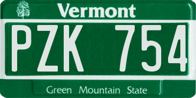 VT license plate PZK754