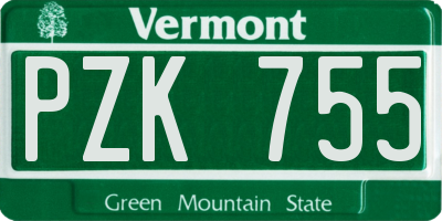 VT license plate PZK755