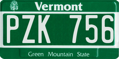 VT license plate PZK756